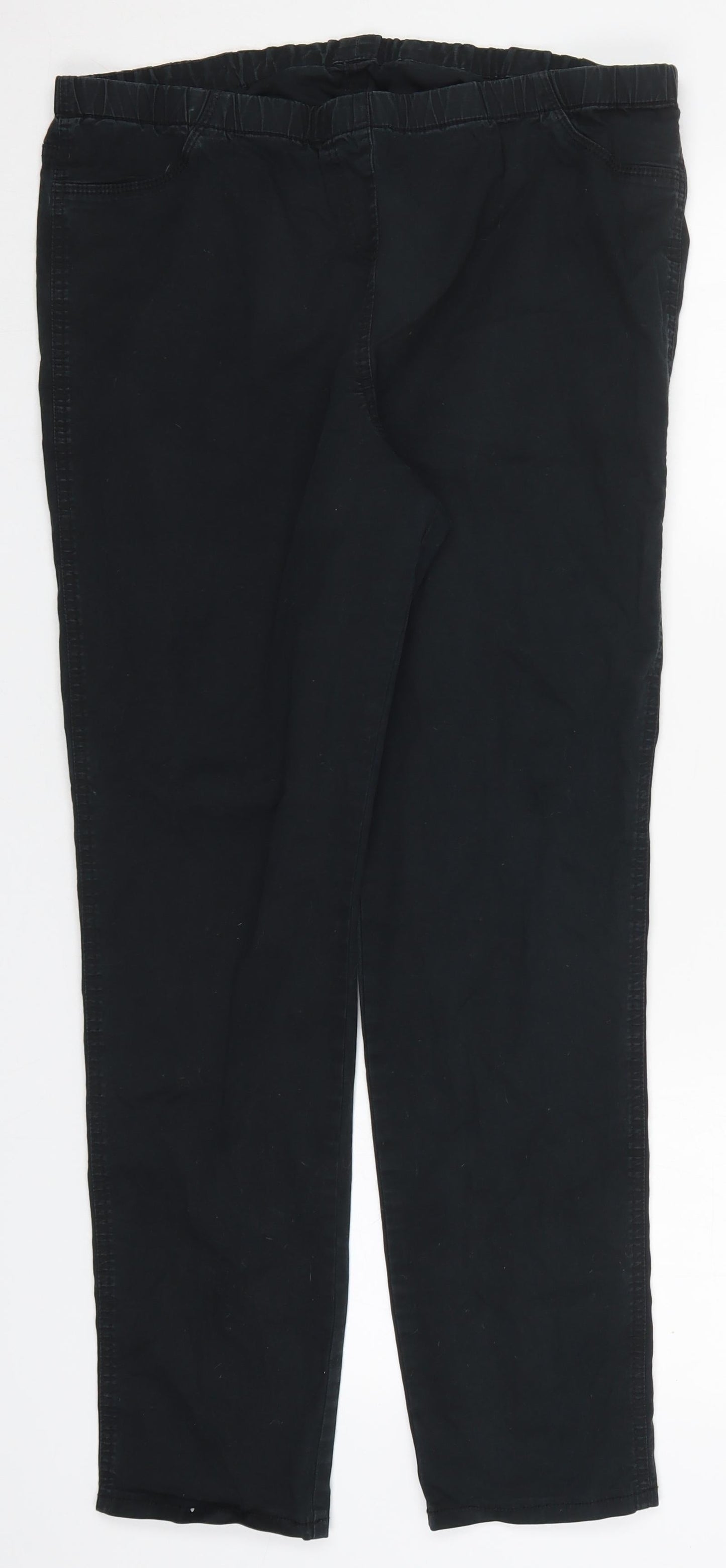 Marks and Spencer Womens Black  Cotton Trousers  Size 16 L28 in Regular