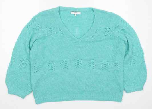 NEXT Womens Green Round Neck  Nylon Pullover Jumper Size L
