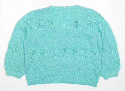 Next Womens Green Round Neck  Nylon Pullover Jumper Size L