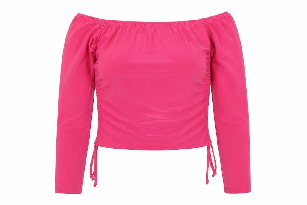 Nasty Gal Womens Pink  Polyester Cropped T-Shirt Size 12 Off the Shoulder