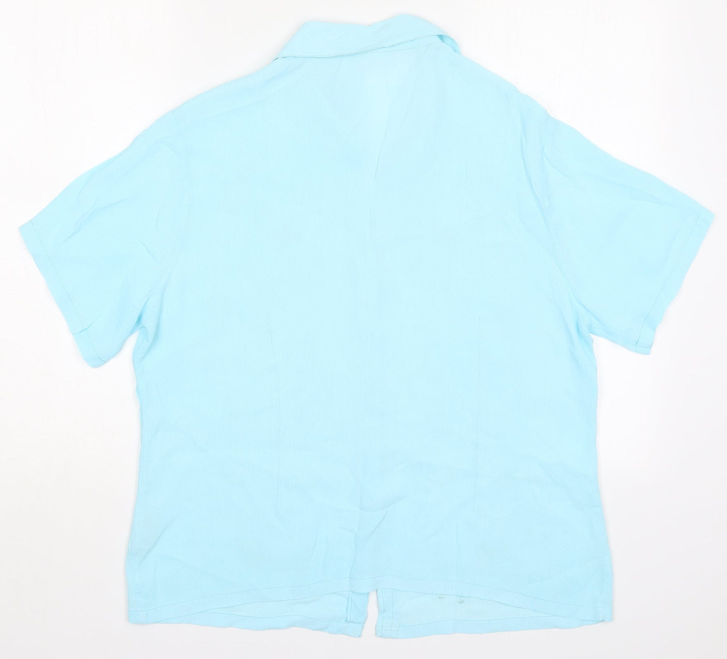 Roman Womens Blue Floral Viscose Basic Button-Up Size 16 Collared