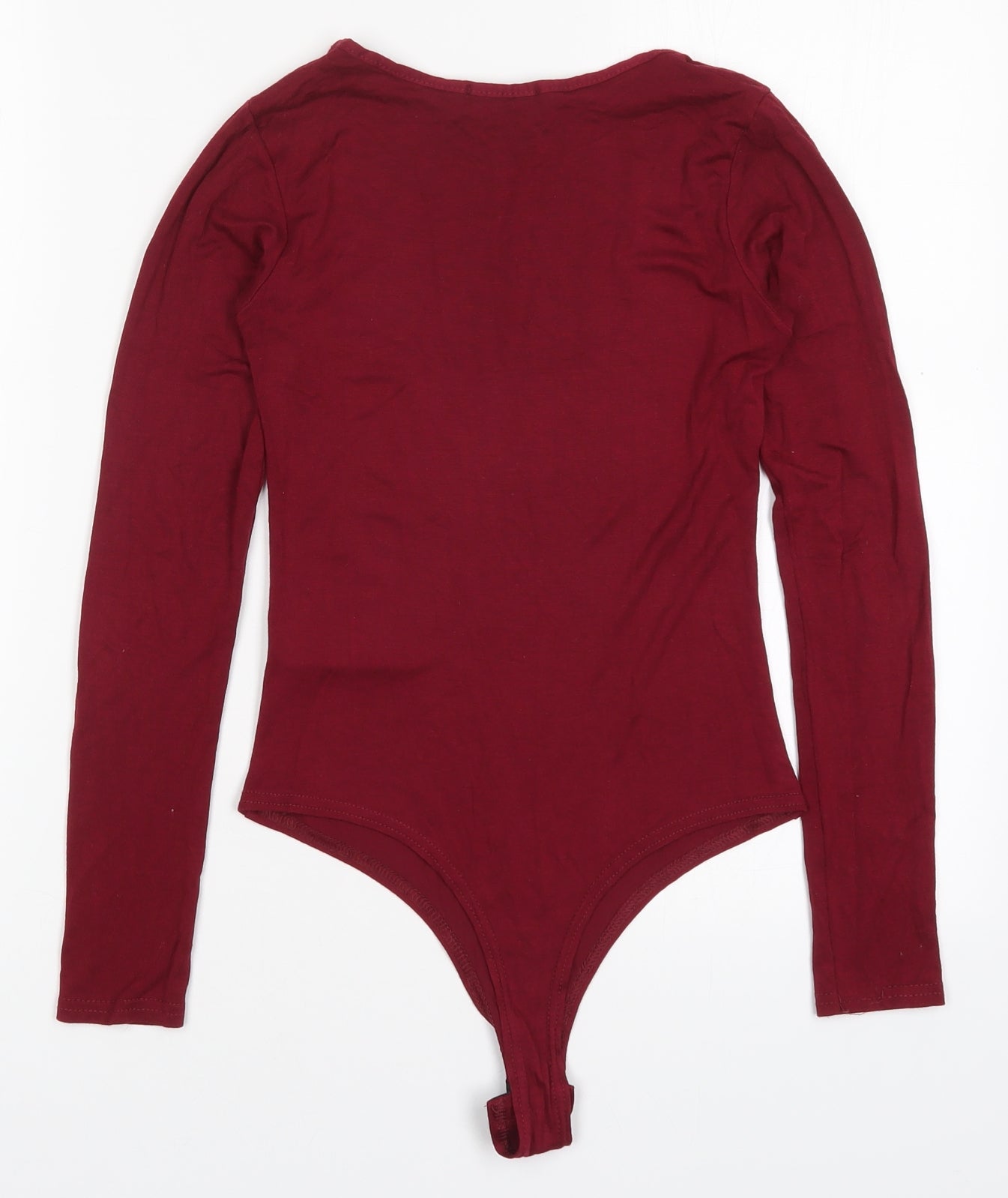 PRETTYLITTLETHING Womens Red  Viscose Bodysuit One-Piece Size 6  Button