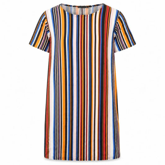I SAW IT FIRST Womens Multicoloured Striped Viscose T-Shirt Dress  Size 6  Round Neck Pullover