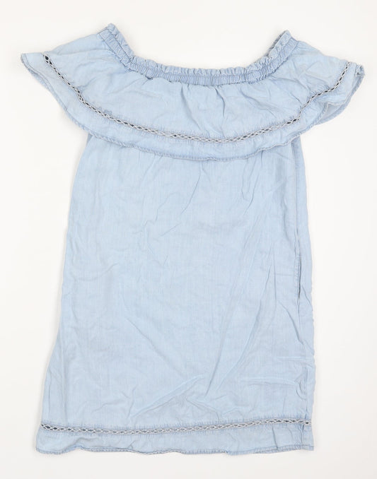F&F Womens Blue  Lyocell A-Line  Size 10  Off the Shoulder Pullover