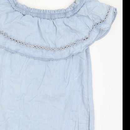 F&F Womens Blue  Lyocell A-Line  Size 10  Off the Shoulder Pullover