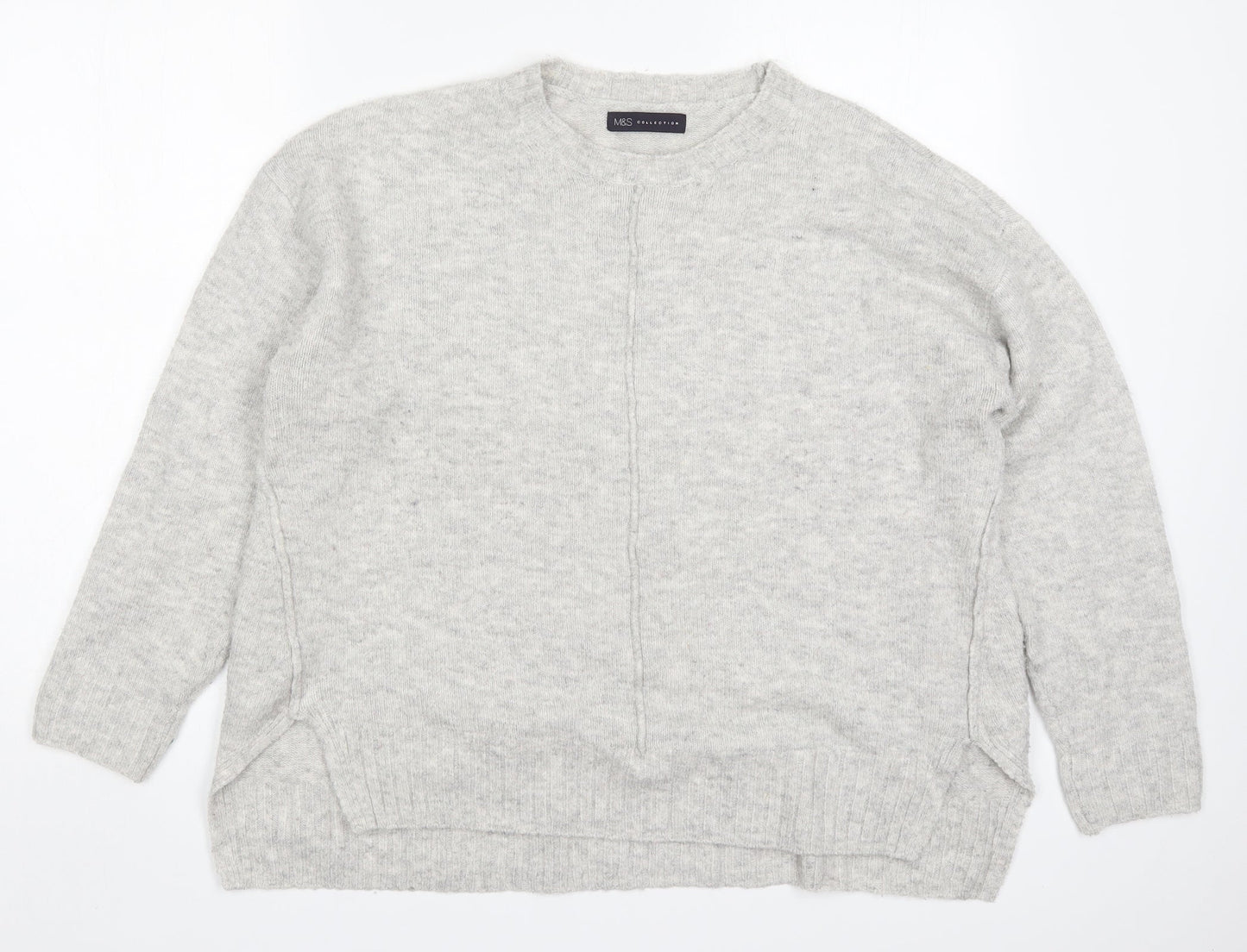 Marks and Spencer Womens Grey Round Neck  Acrylic Pullover Jumper Size L