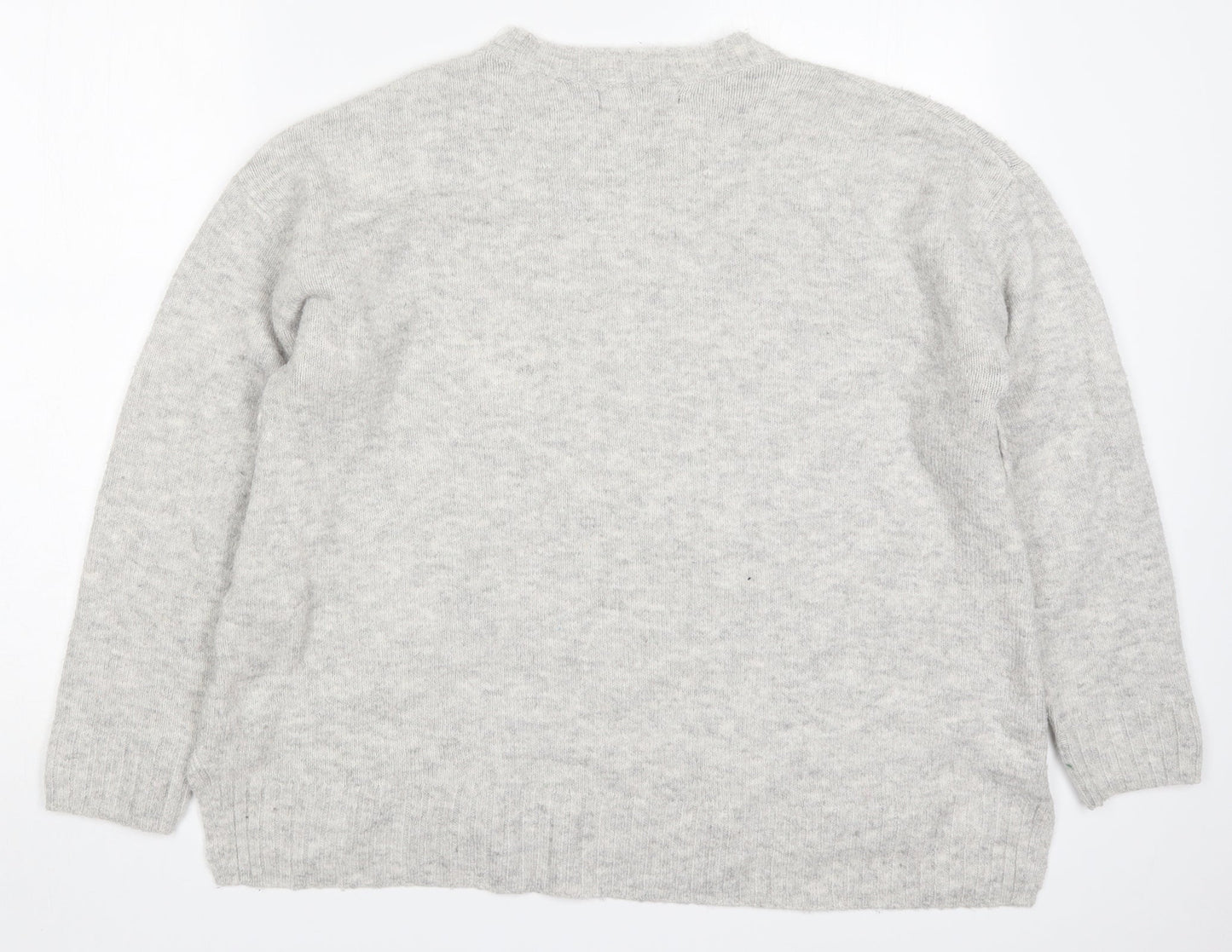 Marks and Spencer Womens Grey Round Neck  Acrylic Pullover Jumper Size L
