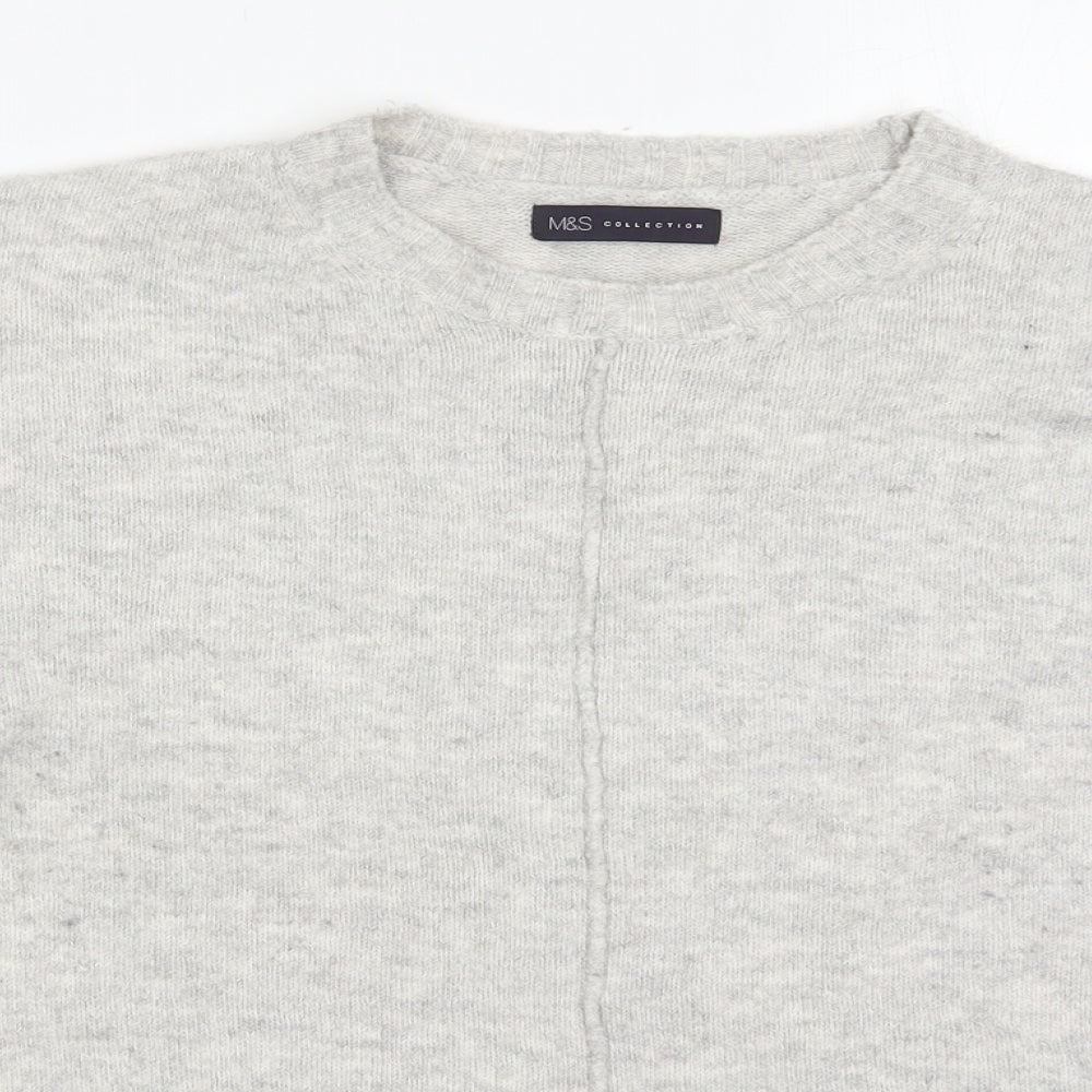 Marks and Spencer Womens Grey Round Neck  Acrylic Pullover Jumper Size L