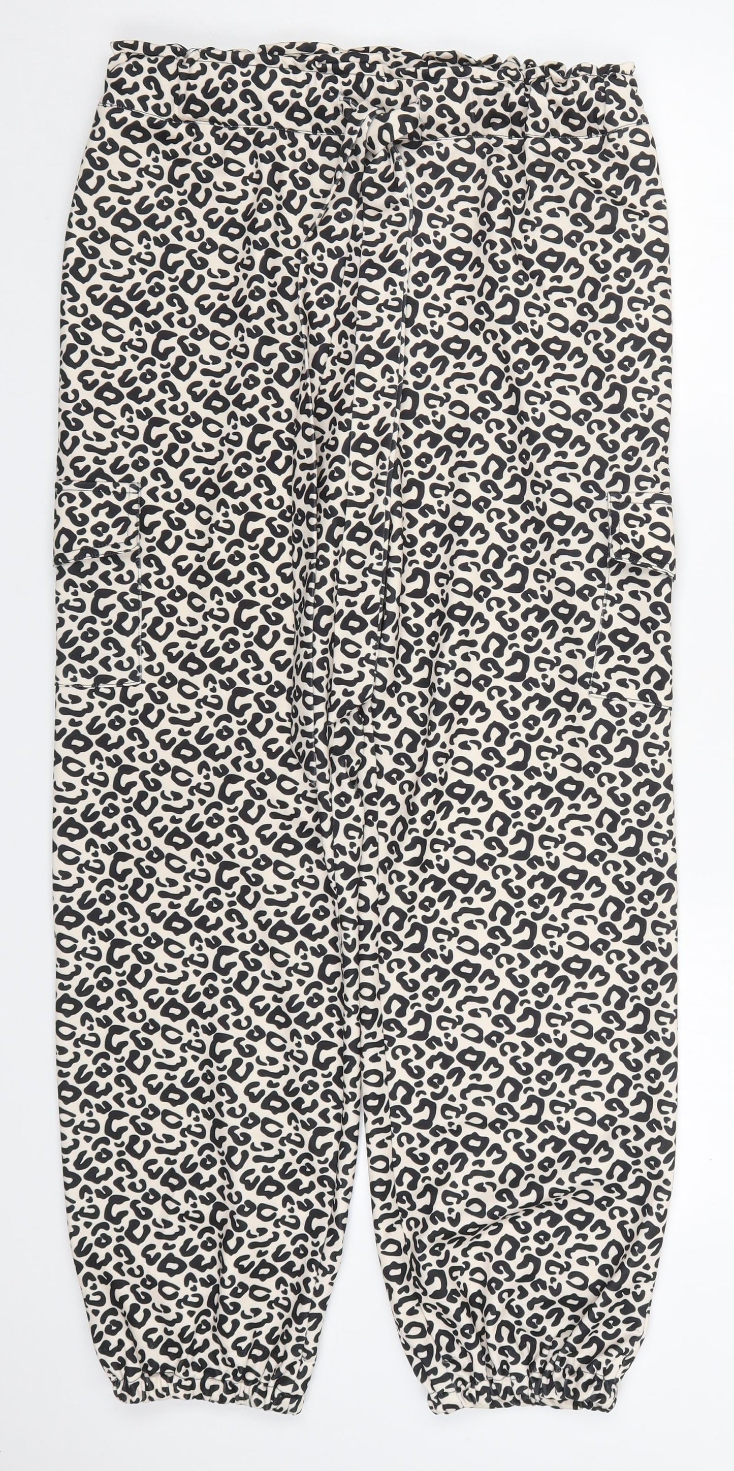 Preworn Womens Beige Animal Print Polyester Trousers  Size M L26 in Regular