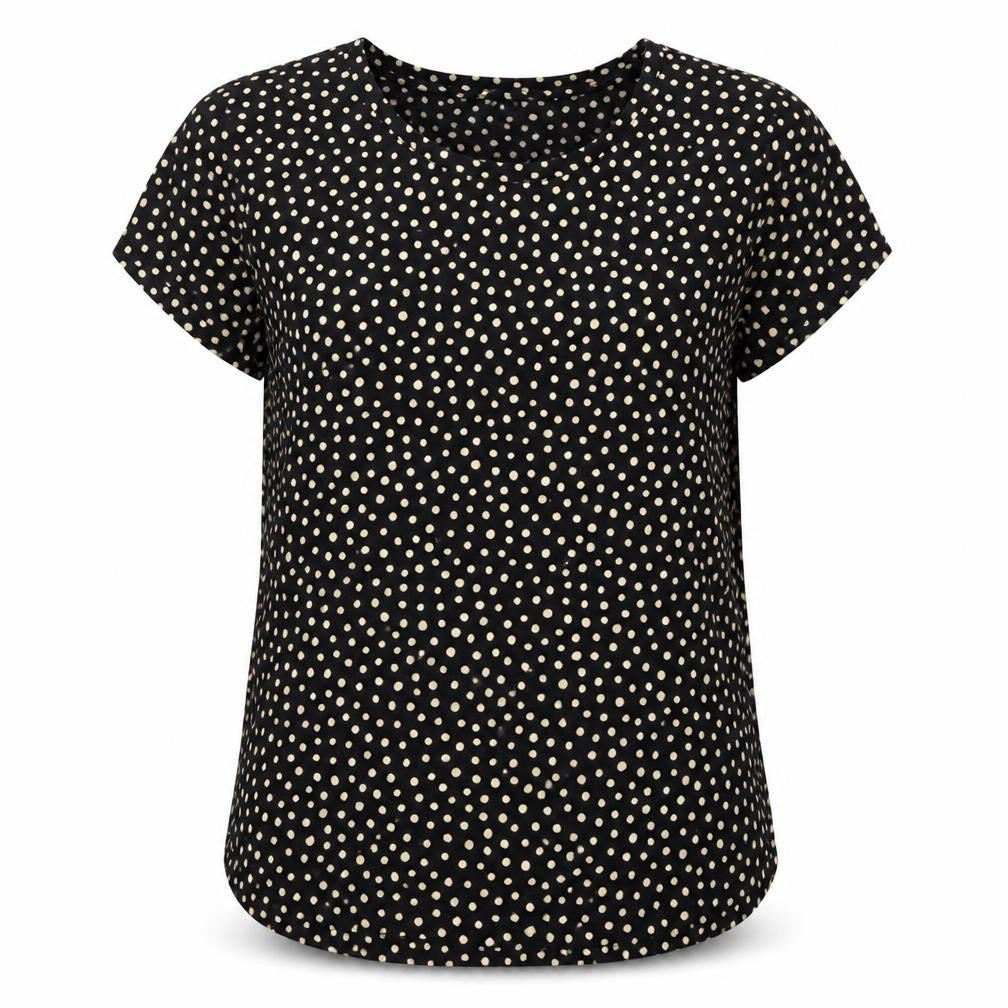 H&M Womens Black Polka Dot Cotton Basic T-Shirt Size S Crew Neck