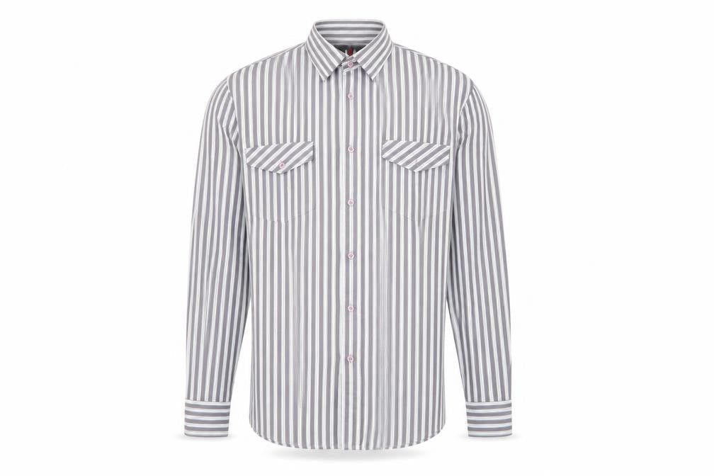 smart look Mens Multicoloured Striped Polyester  Button-Up Size 39 Crew Neck