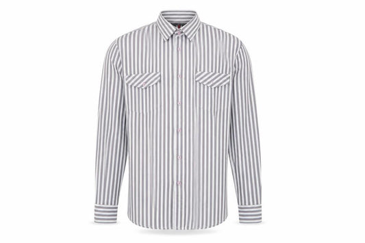 smart look Mens Multicoloured Striped Polyester  Button-Up Size 39 Crew Neck