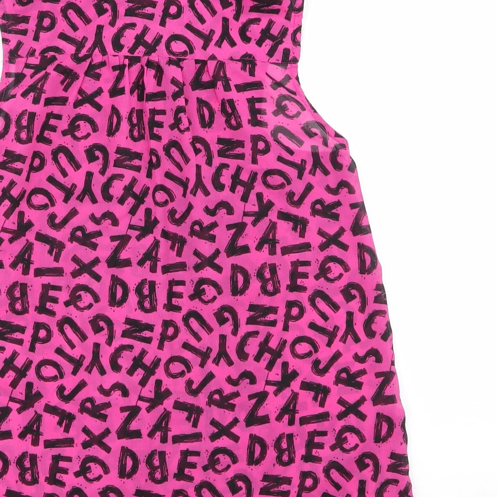 F&F Girls Multicoloured Animal Print 100% Polyester Basic Button-Up Size 12-13 Years Collared