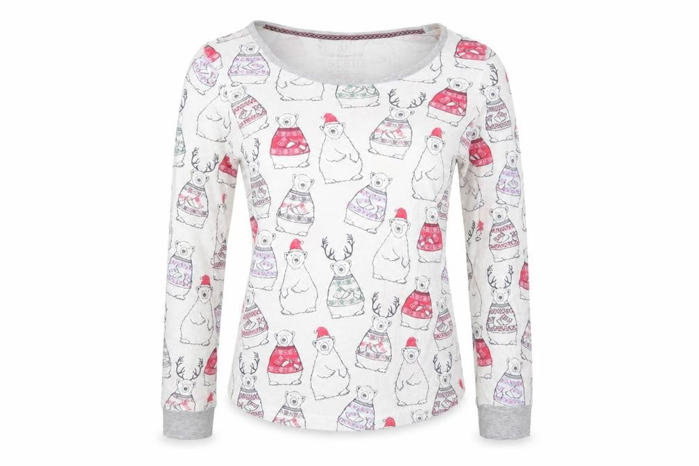 Debenhams Womens Multicoloured Geometric Cotton Top Pyjama Top Size 8   - CHRISMTAS