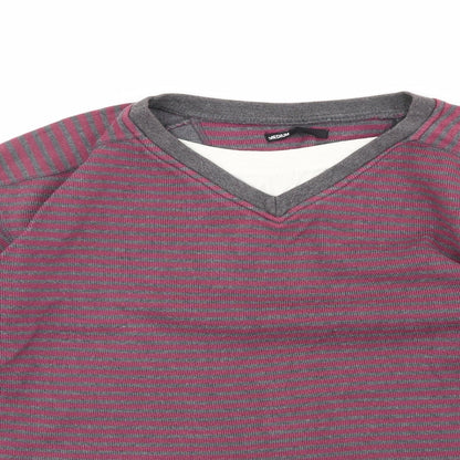 ethelaustin Mens Multicoloured Round Neck Striped Polyester Pullover Jumper Size M