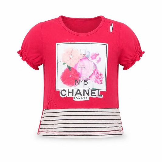 g&i Girls Multicoloured Striped 100% Polyester Basic T-Shirt Size 2 Years Round Neck
