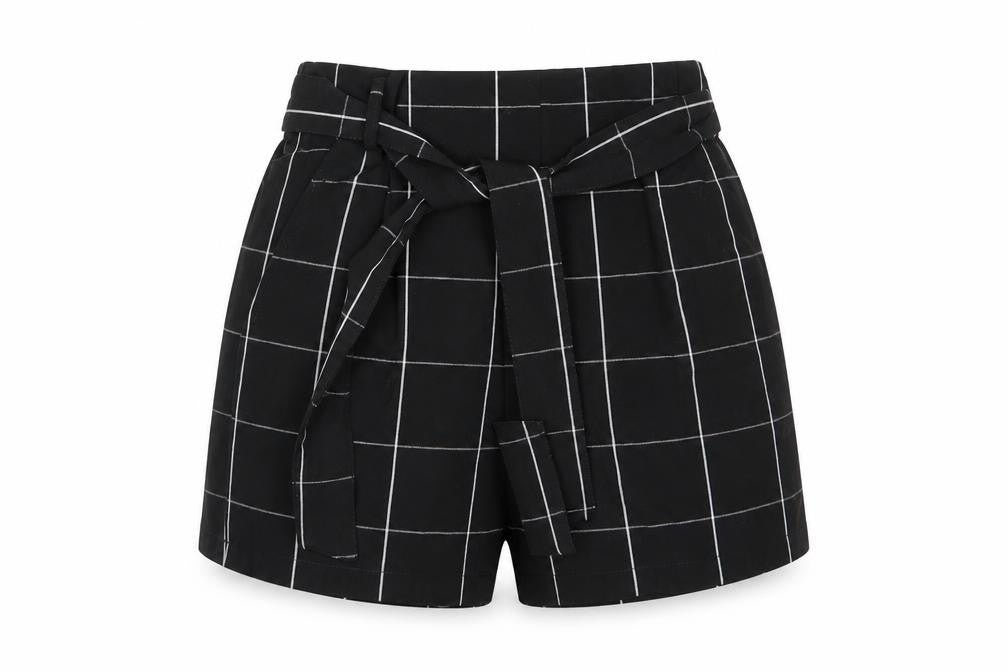 Pull&Bear Womens Multicoloured Check Vinyl Cut-Off Shorts Size 26 L6 in Regular