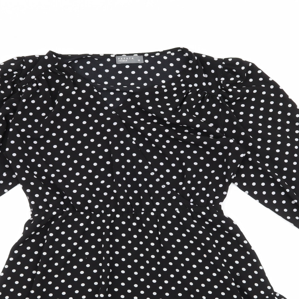 Matalan Womens Multicoloured Polka Dot Polyester Fit & Flare  Size 10  V-Neck