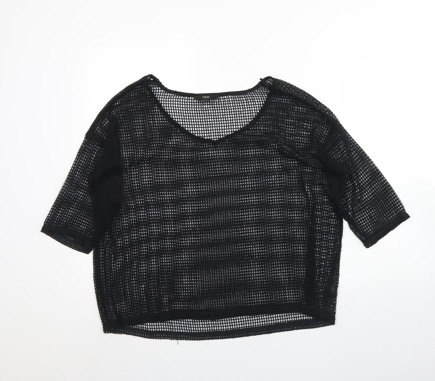 NEXT Womens Black  Polyester Basic Blouse Size 12 Round Neck