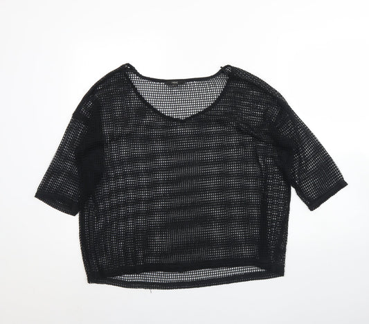 NEXT Womens Black  Polyester Basic Blouse Size 12 Round Neck