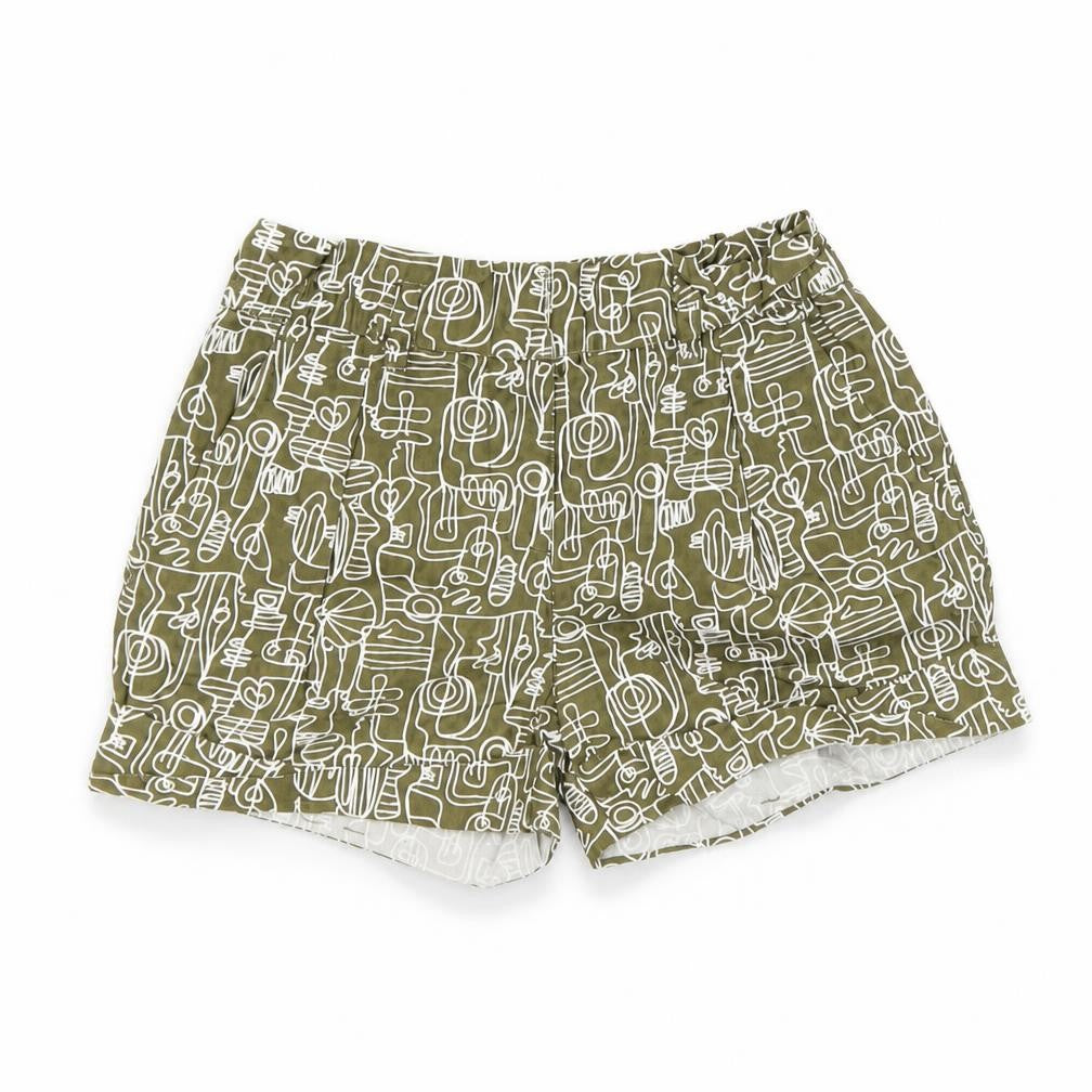 Gap Girls Green Geometric Cotton Culotte Shorts Size 4 Years  Regular Buckle