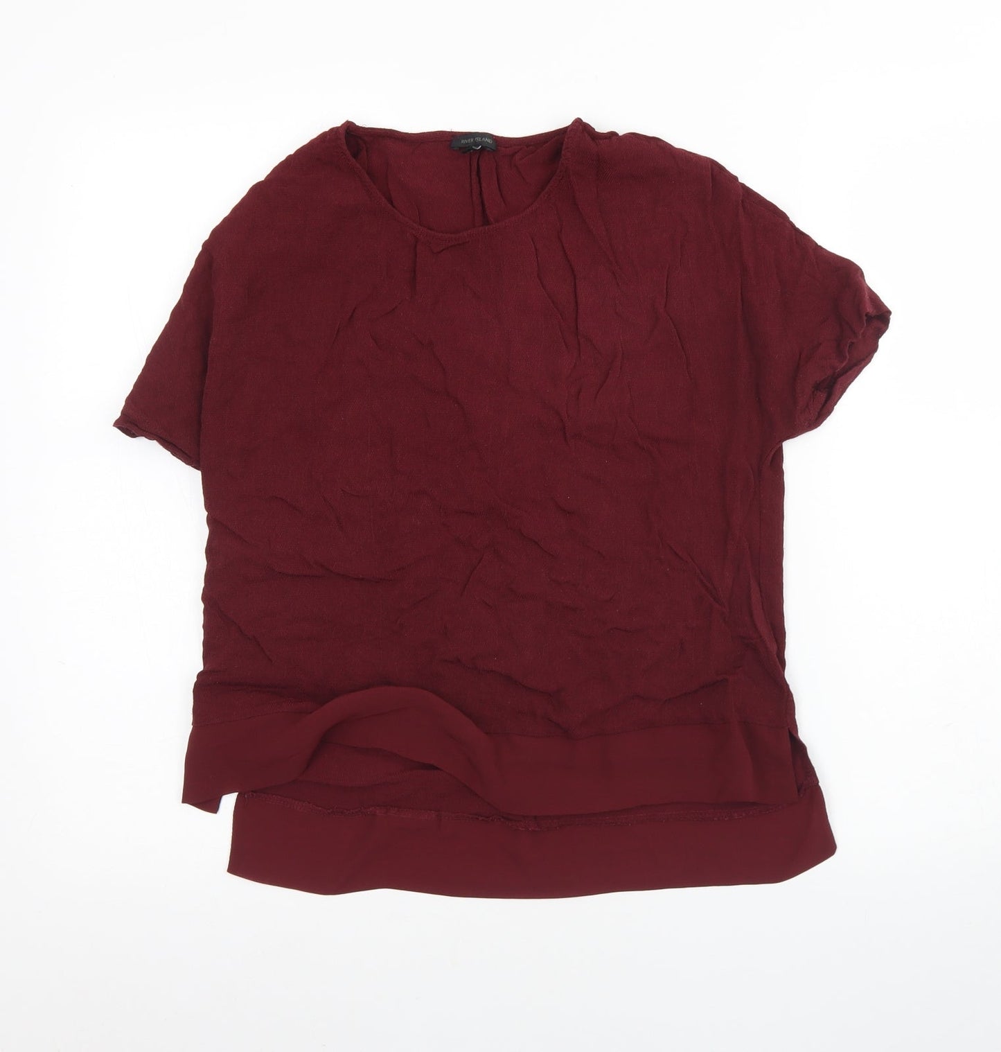 River Island Womens Red  Polyester Basic Blouse Size 6 Round Neck