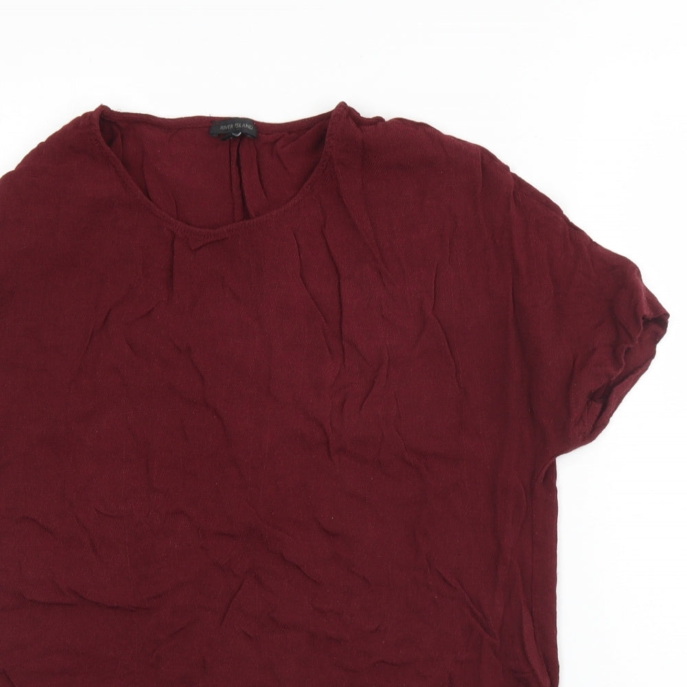 River Island Womens Red  Polyester Basic Blouse Size 6 Round Neck