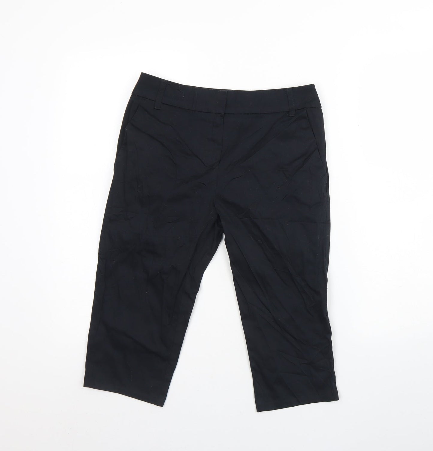 Preworn Womens Black  Polyester Culotte Shorts Size 30 in L15 in Regular Hook & Eye