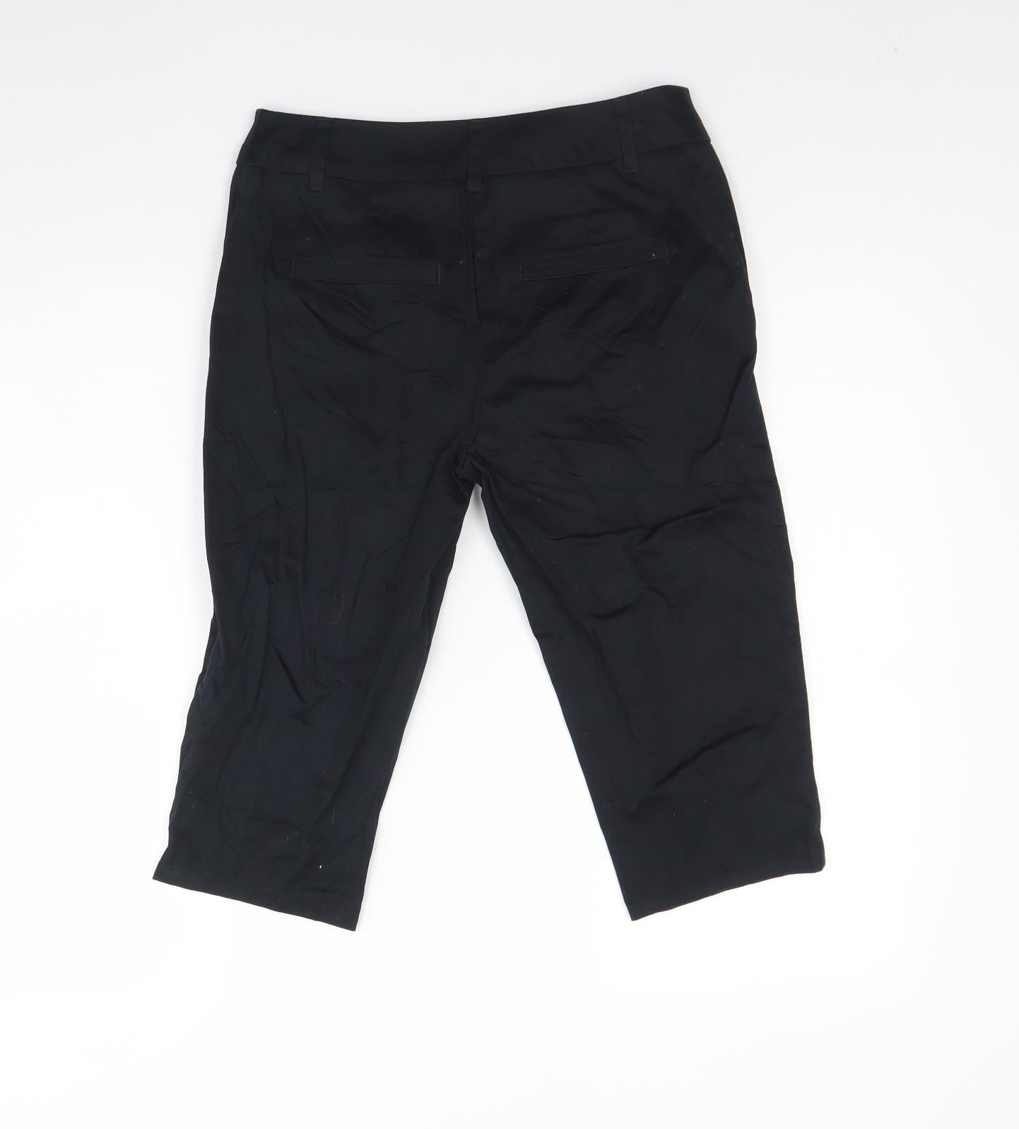Preworn Womens Black  Polyester Culotte Shorts Size 30 in L15 in Regular Hook & Eye