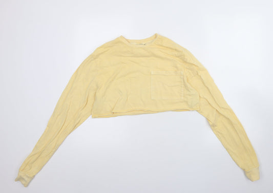 ASOS Womens Yellow  Cotton Cropped T-Shirt Size 8 Round Neck