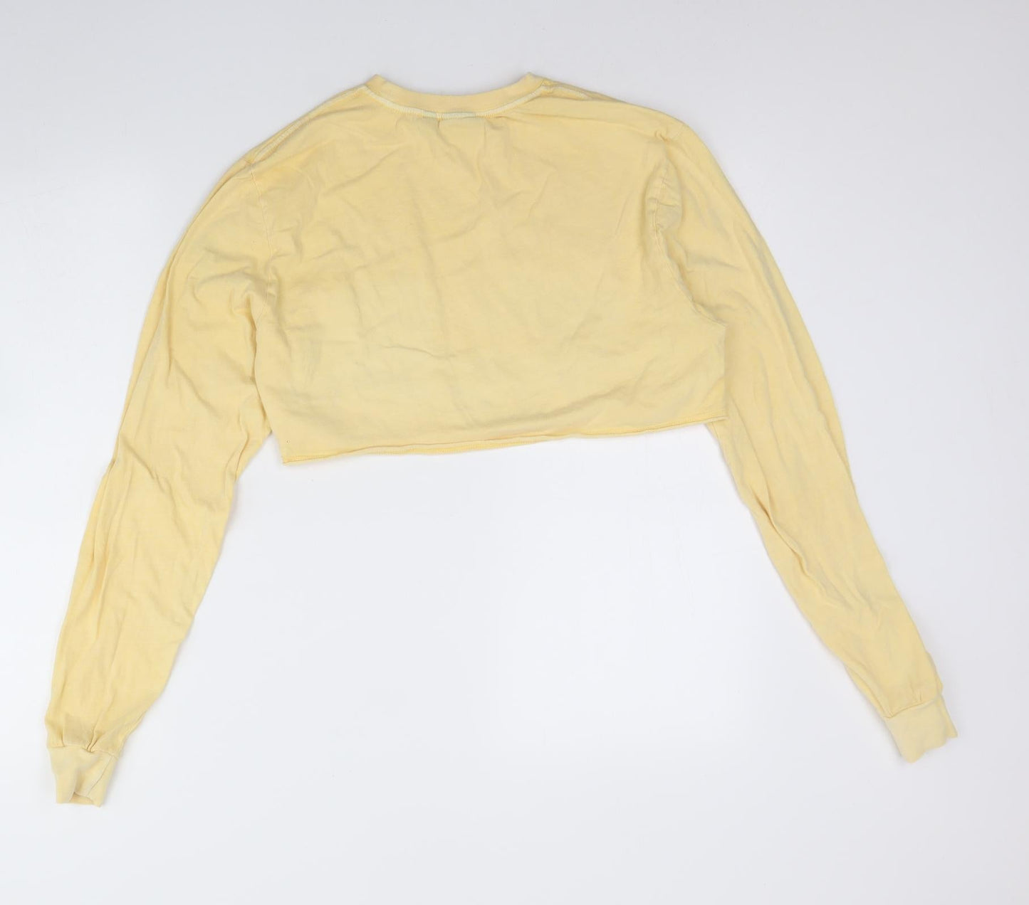 ASOS Womens Yellow  Cotton Cropped T-Shirt Size 8 Round Neck