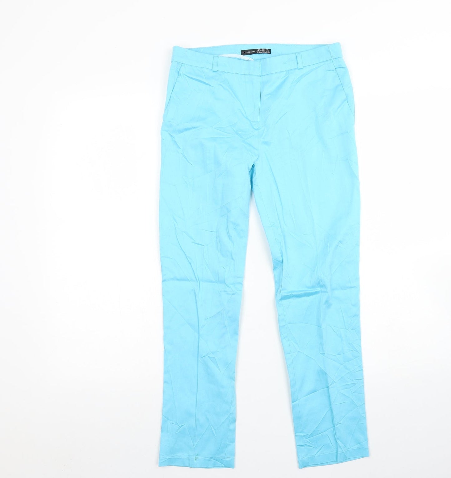 Atmosphere Womens Blue  Cotton Trousers  Size 6 L26 in Regular Hook & Eye