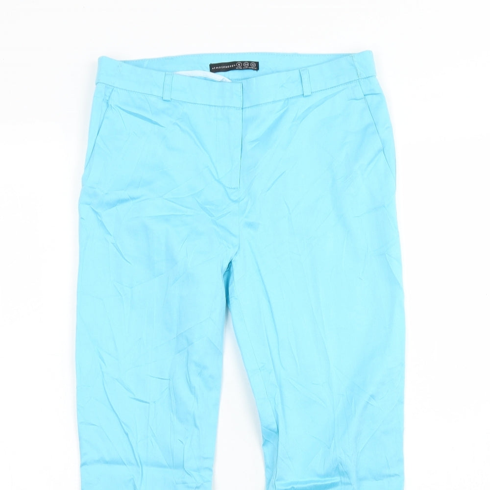 Atmosphere Womens Blue  Cotton Trousers  Size 6 L26 in Regular Hook & Eye