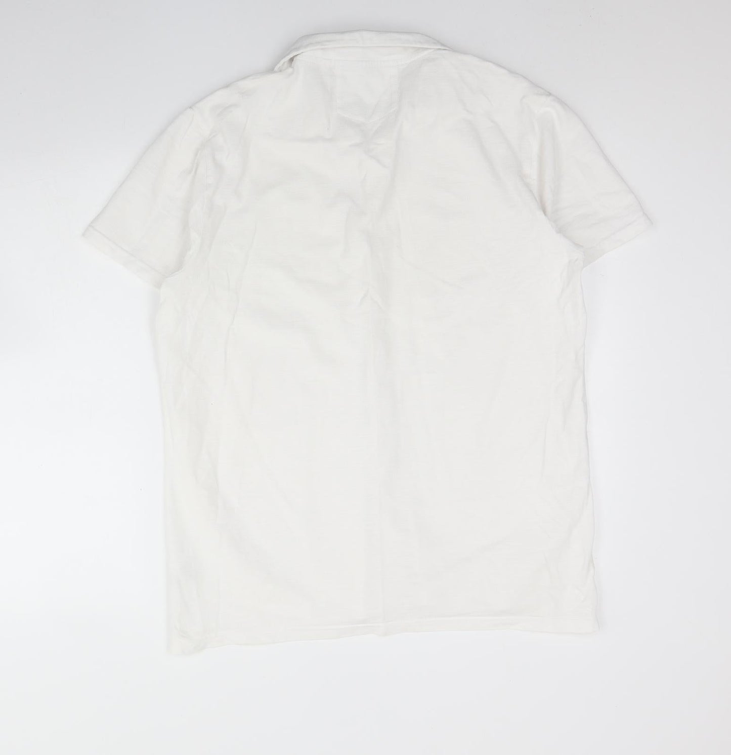 Easy Mens White  Cotton  Button-Up Size XL Collared Button