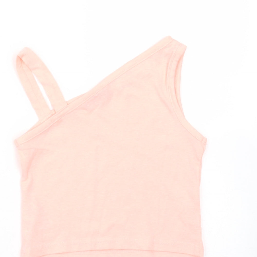 Matalan Girls Orange  Cotton Basic T-Shirt Size 4 Years One Shoulder