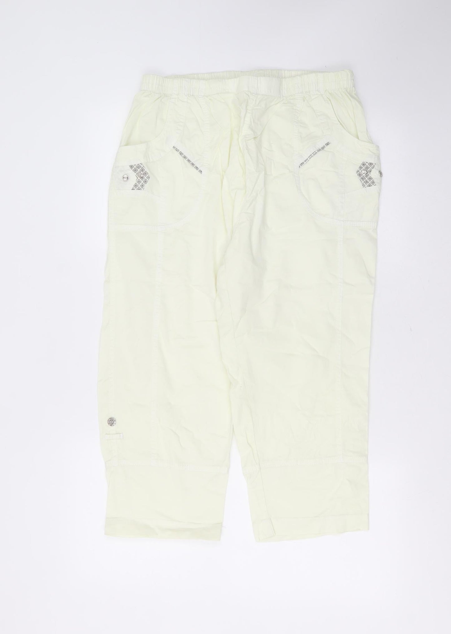 Preworn Womens Yellow  Cotton Cropped Trousers Size 30 in L21 in Regular