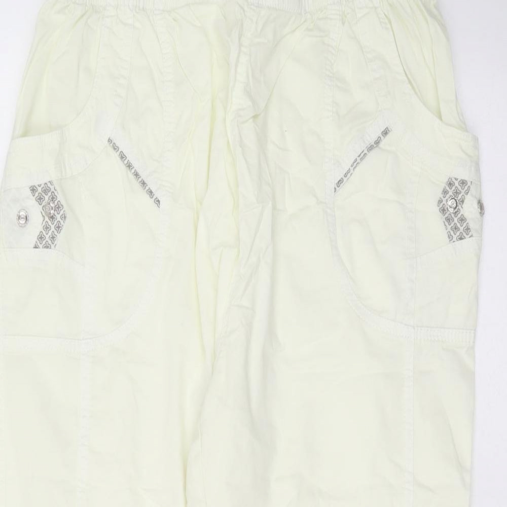Preworn Womens Yellow  Cotton Cropped Trousers Size 30 in L21 in Regular