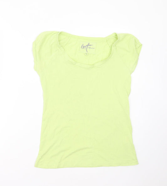 Internationale Womens Green  Cotton Basic T-Shirt Size 12 Round Neck