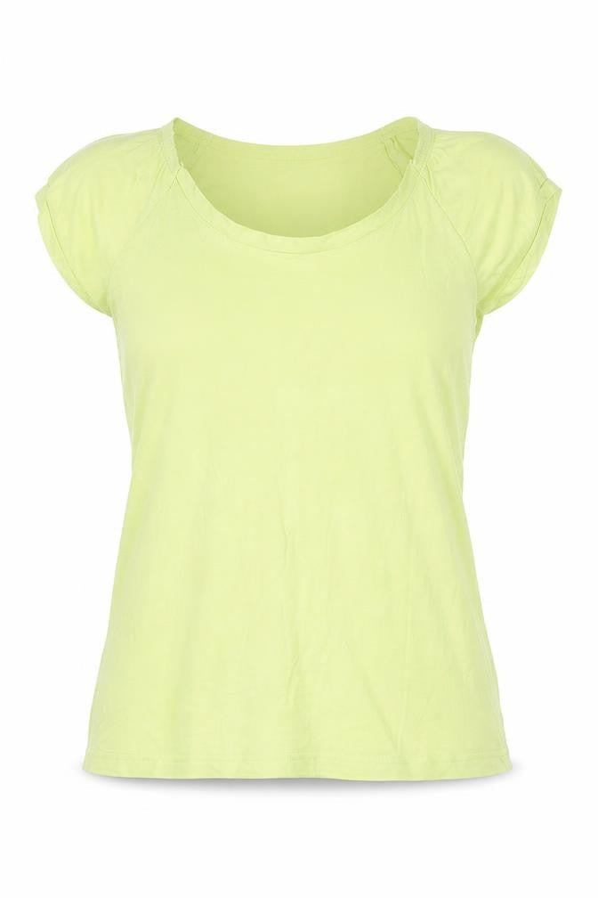 Internationale Womens Green  Cotton Basic T-Shirt Size 12 Round Neck