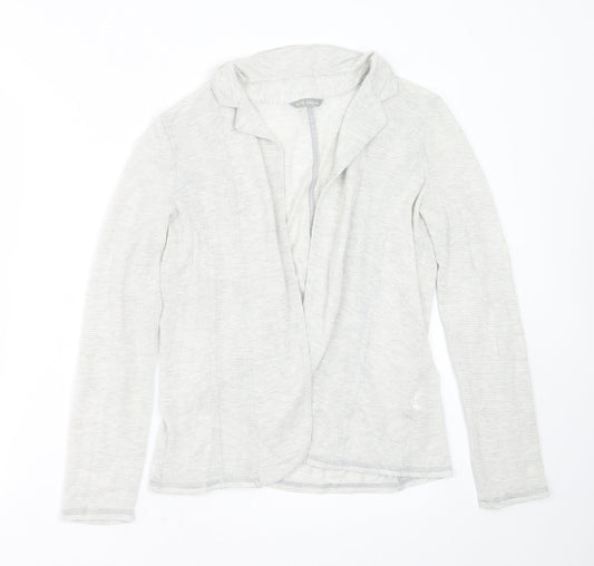 Marks and Spencer Womens Grey Collared Striped Viscose Cardigan Jumper Size 10