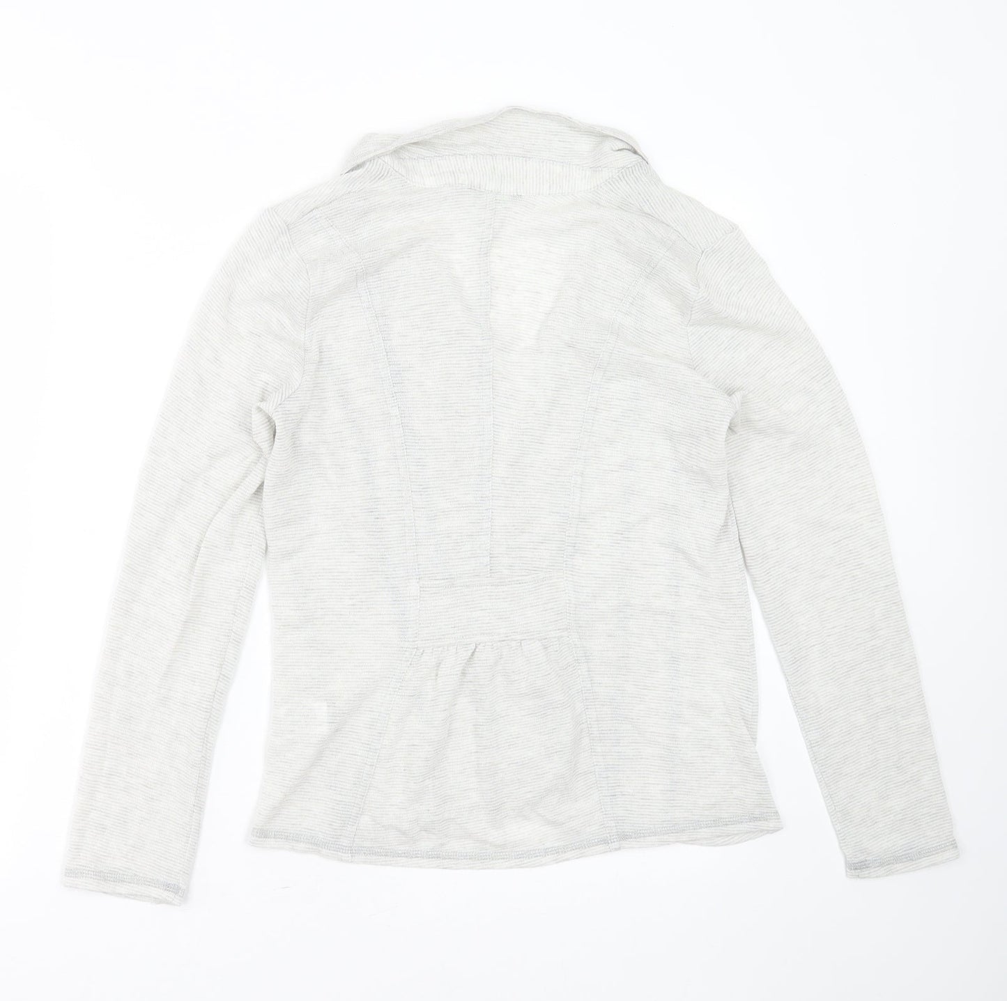 Marks and Spencer Womens Grey Collared Striped Viscose Cardigan Jumper Size 10