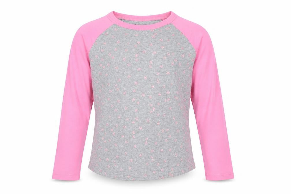 Crewcuts Girls Grey Geometric Cotton Basic T-Shirt Size 8 Years Round Neck  - Star Pattern