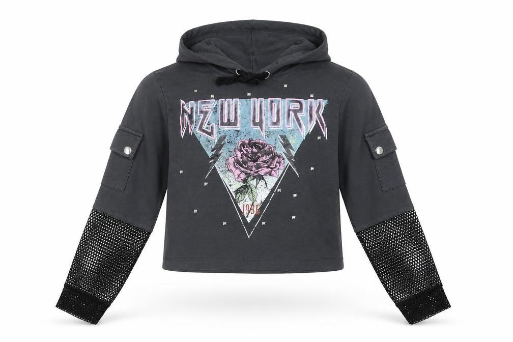 Select Girls Grey  Cotton Pullover Hoodie Size 14 Years   - new york