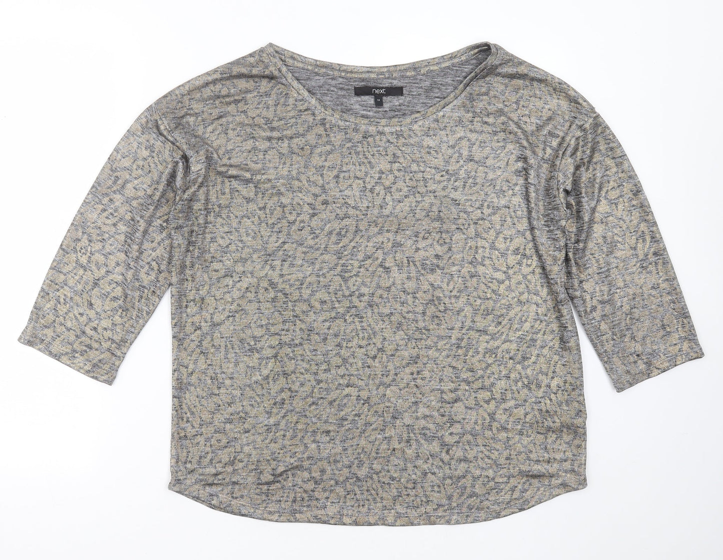NEXT Womens Silver Round Neck Animal Print Polyester Pullover Jumper Size 14