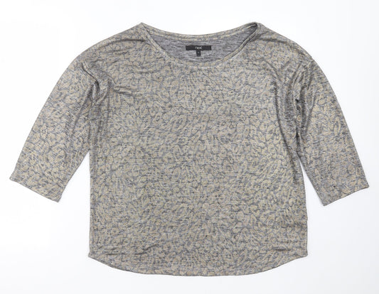 NEXT Womens Silver Round Neck Animal Print Polyester Pullover Jumper Size 14