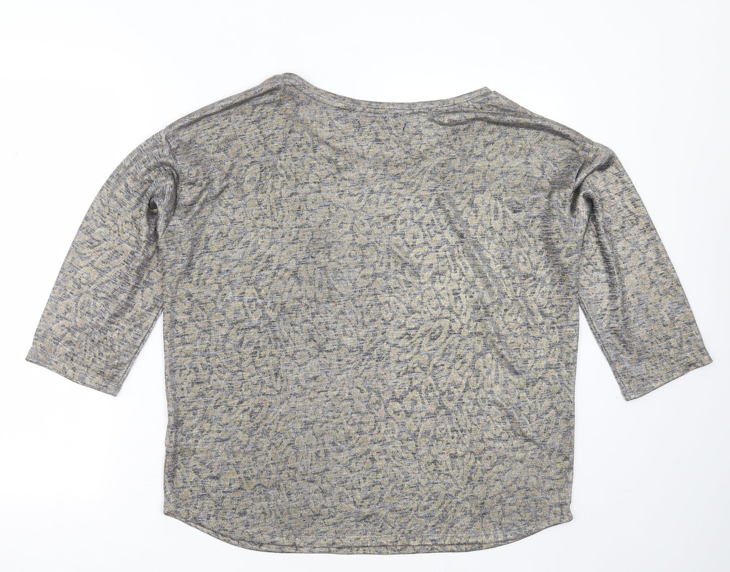 NEXT Womens Silver Round Neck Animal Print Polyester Pullover Jumper Size 14