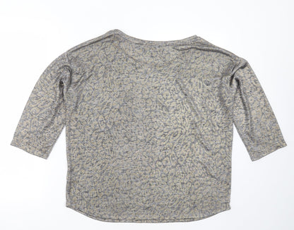 Next Womens Silver Round Neck Animal Print Polyester Pullover Jumper Size 14