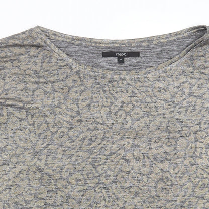Next Womens Silver Round Neck Animal Print Polyester Pullover Jumper Size 14