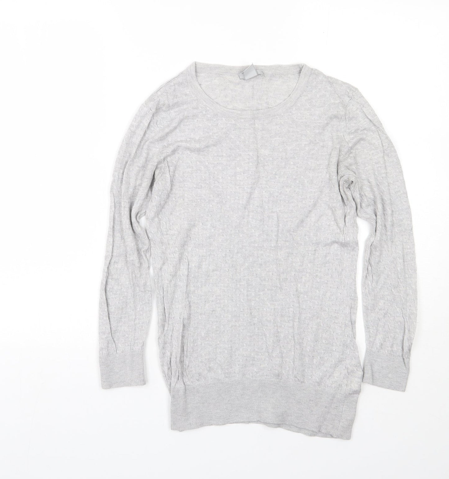 H&M Womens Grey Crew Neck  Viscose Pullover Jumper Size M