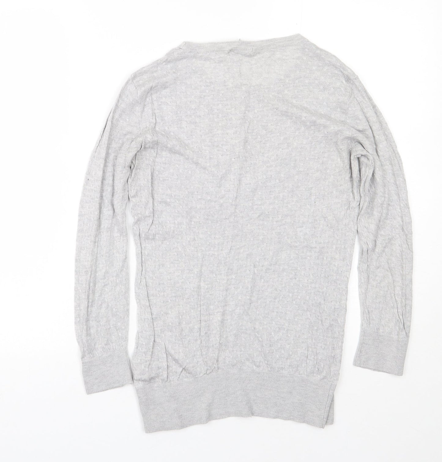 H&M Womens Grey Crew Neck  Viscose Pullover Jumper Size M
